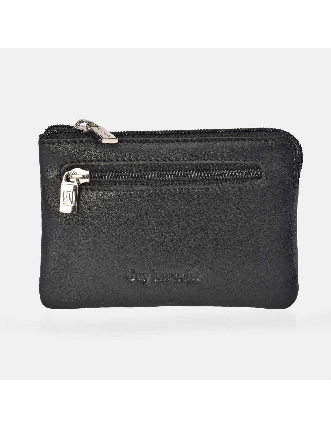 GUY LAROCHE  Monedero cremallera con argolla en piel suave para hombre