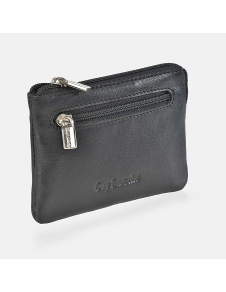 GUY LAROCHE  Monedero cremallera con argolla en piel suave para hombre