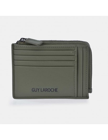 GUY LAROCHE Tarjetero plano cremallera en piel para hombre
