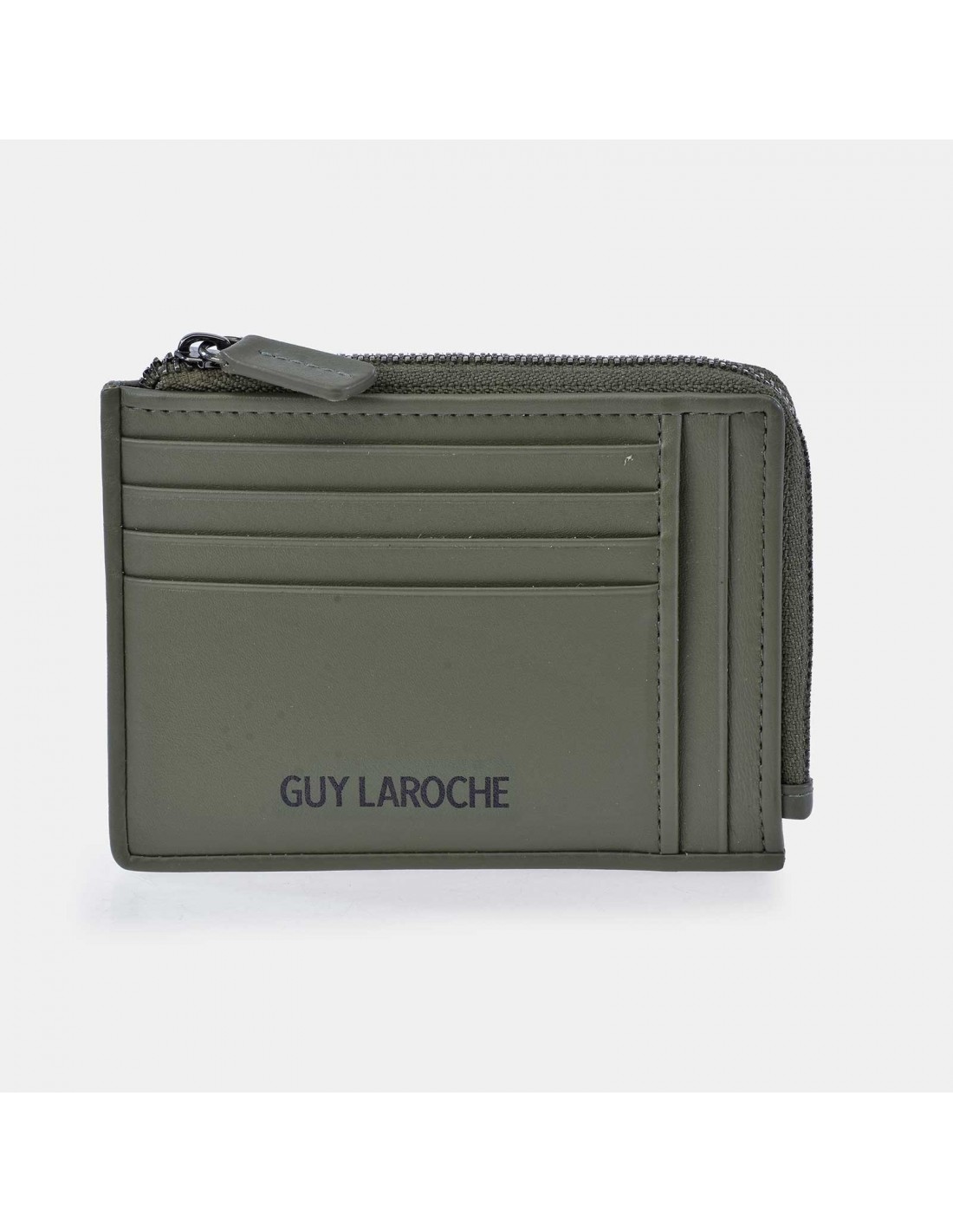 GUY LAROCHE Tarjetero plano cremallera en piel para hombre