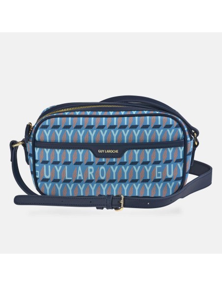 GUY LAROCHE bolso bandolera en lona estampada logo con cremallera